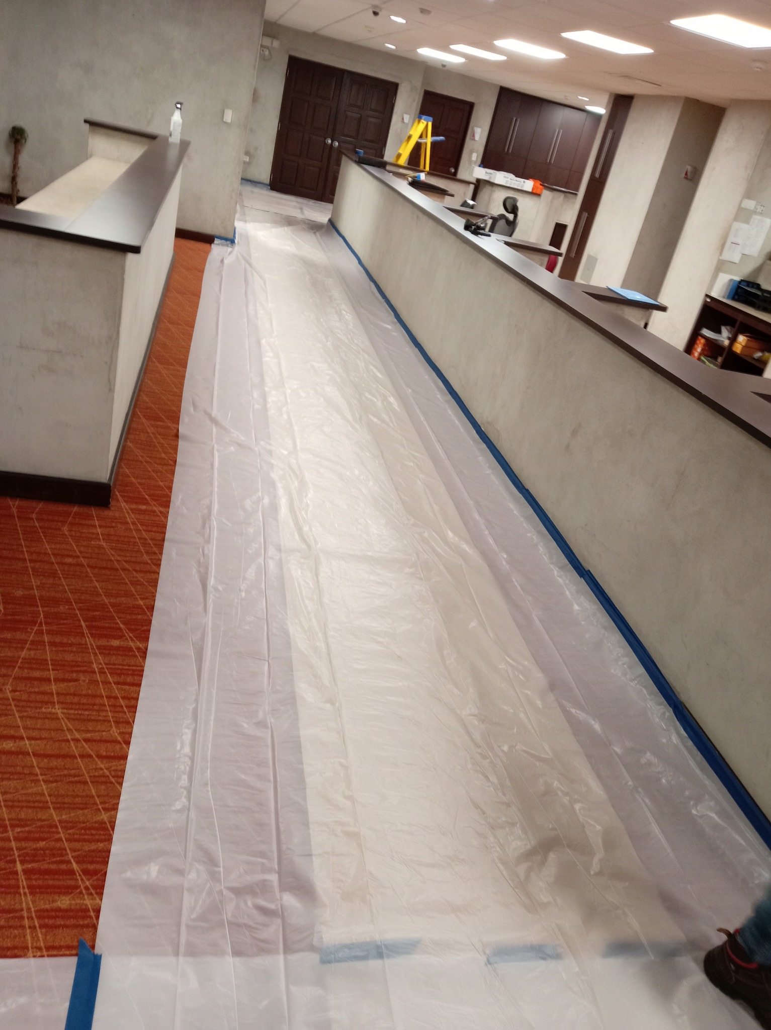 Protección perimetral de alfombras en oficinas